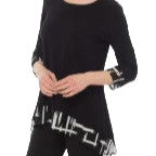 Joseph Ribkoff Black Tunic with geometric trim. Size 12.