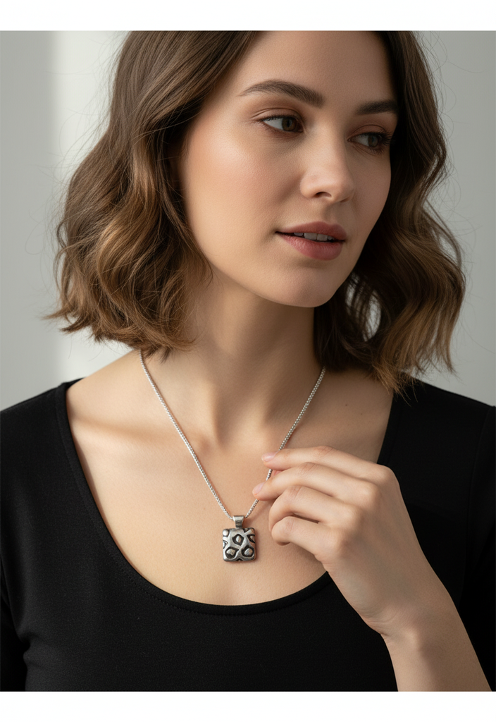 Simon Sebbag Geometric Patterned Black and Silver Pendant