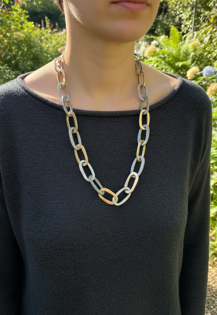 Tat 2 Designs 21" Gold and Silver Chain Link Necklace