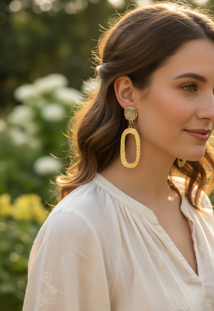 Tat 2 Designs Hammered Gold & Silver Dangle Earrings