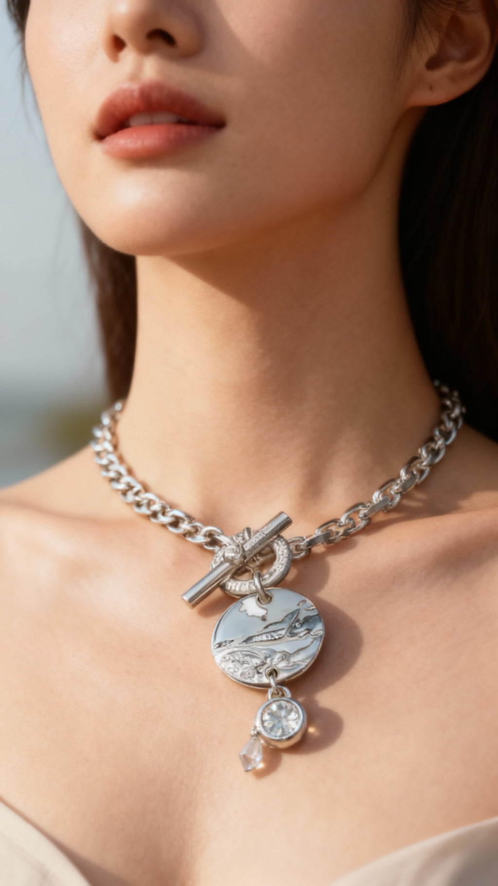 Serenity Jewels 19.5" Scripted Gem Solid Argentium Sterling Silver Necklace